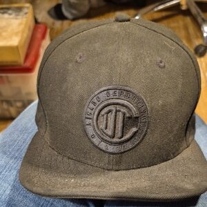 Black Embroidered Logo Snapback Hat